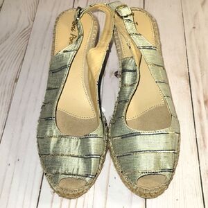 Toni Pons Metallic Stripe Espadrille Sandal Size 38